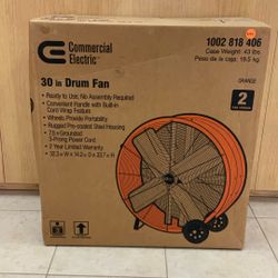 COMMERCIAL ELECTRIC 30” DRUM FAN.