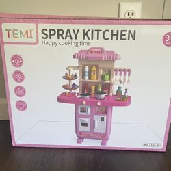 Play Kitchen Girls Toy Pretend Food - Kitchen Toys for Kids Ages 4-8, Kitchen Set for Toddlers 1-3, Play Kitchen Accessories w/Real Sounds Light, for 