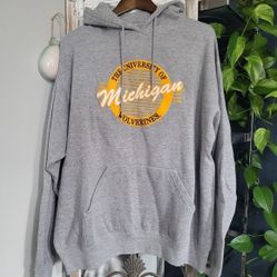 University Of Michigan Wolverines Grey Sporty Hoodie Sweater XL