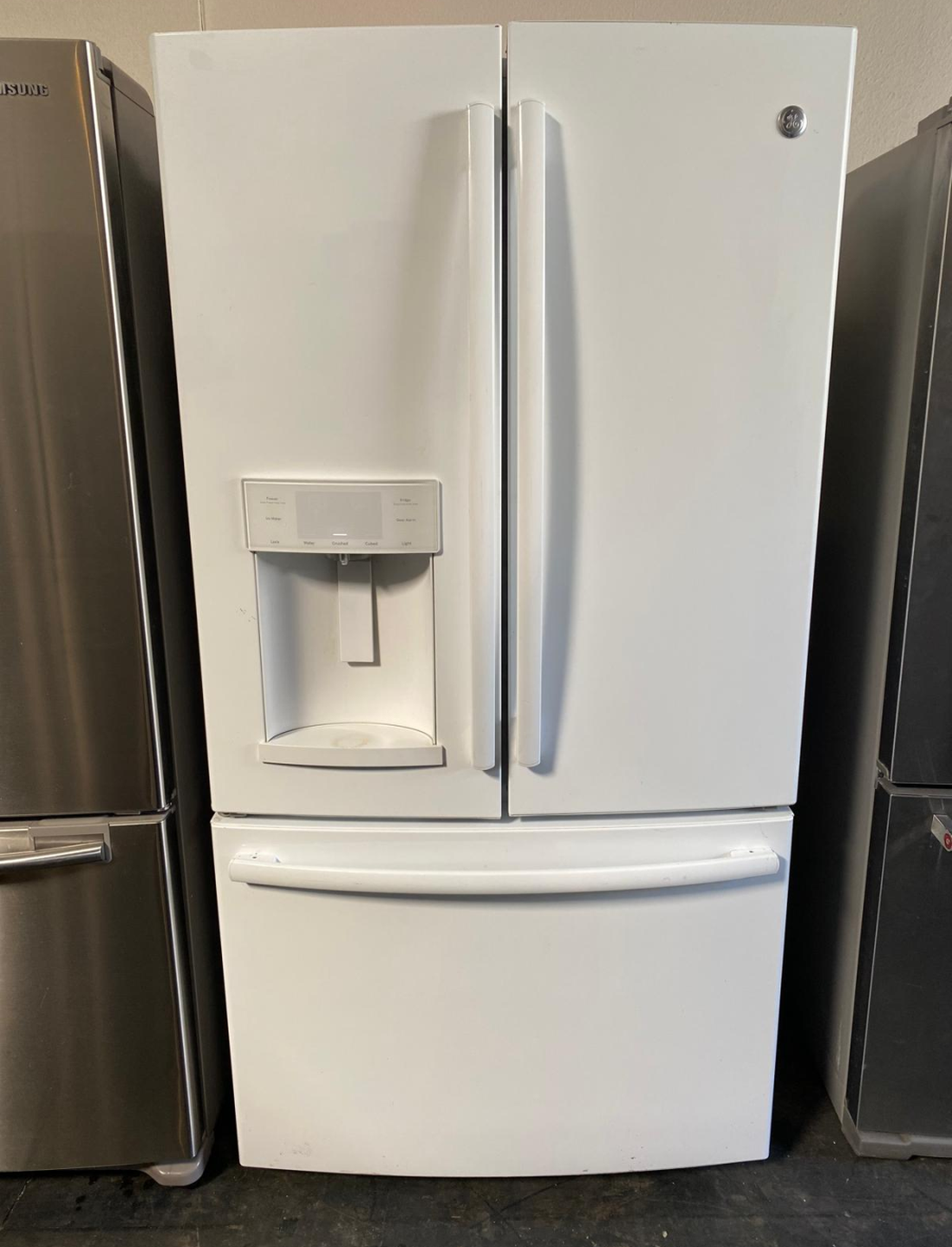GE 3 Door White Refrigerator Fridge