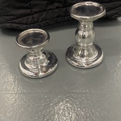 Set Of 3 Silver Candle Holder 