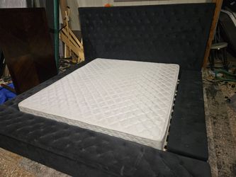 King Size Upholstered Storage Bed Frame with Mattress