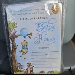 Winnie The Pooh Baby Shower Invites (Boy)