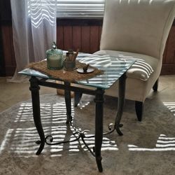 2 Indoor outdoor Metal and glass tables