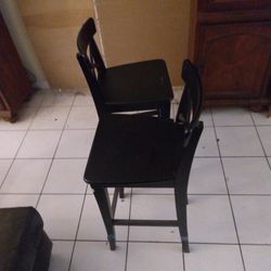 2 Black Wooden Bar Chairs 