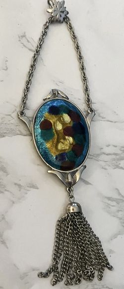 Vintage Foil Enamel Necklace Signed by Celebrity