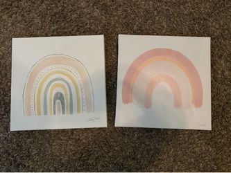 Two canvas rainbow wall art