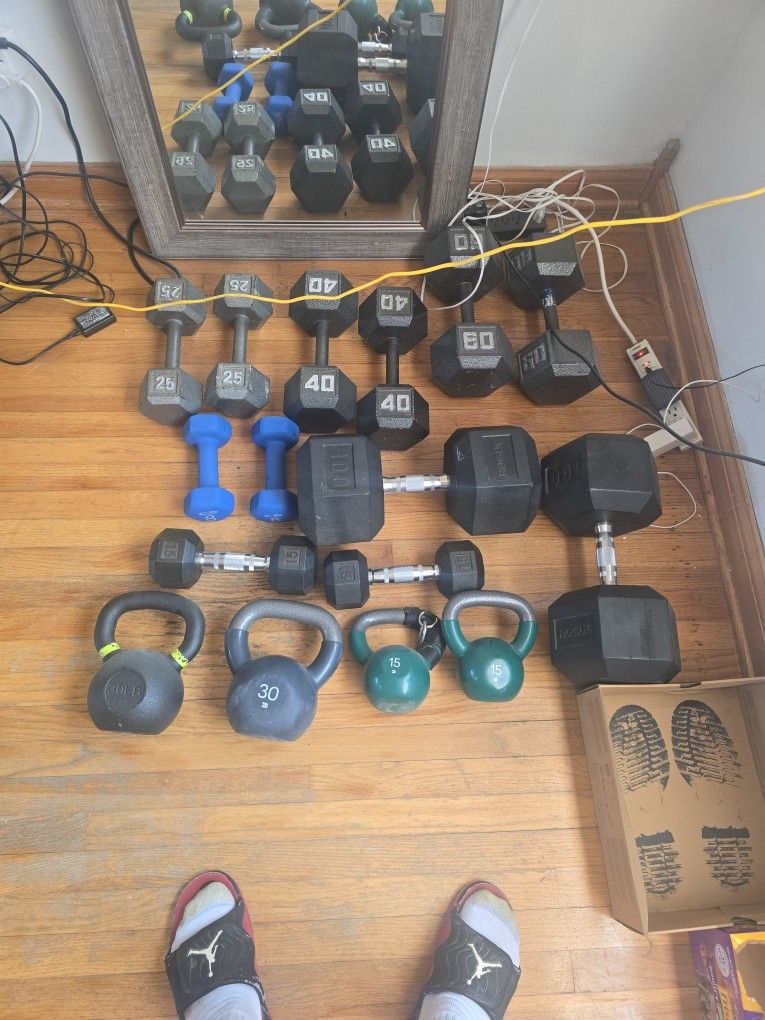 Used dumbbells for sale. Only Pick No Shipping. Sold as a set, not individuals.