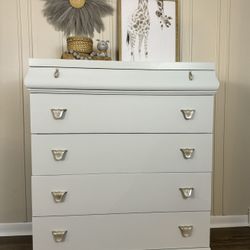 Refinished MCM 5 Drawer Dresser, United Brand, White