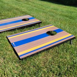 36in Cornhole Set Wooden With Finish And Easy Carrying Handles Foldable Legs
