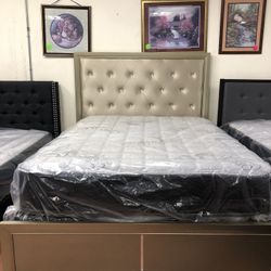 New Queen Size Bed Frame With New Mattress And Boxspring Included