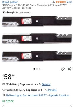 New Gator Lawnmower Blades 3 Pack 