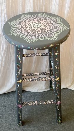 Barstool-painted With Ombré Mandala