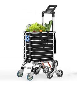 Durable Grocery Shopping Cart with Wheels – Stair-Climbing, Waterproof Design for Effortless Grocery Hauling(Color:Black