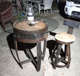 Whiskey Barrel Table & Chair