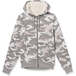 Lands end sherpa Lined camo print Hoodie sweater Sweatshirt Zip Pockets Kids size L Large 14 16