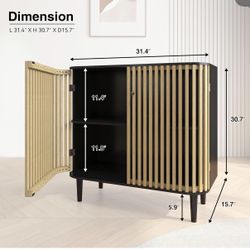 Accent Cabinet with 2 Bamboo Doors, 32" Sideboard Buffet Cabinet, Modern Decorative Bathroom Cabinet for Living Room, Dining Room, Entryway, Natural W