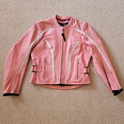 Teknic Womens PINK Leather motorcycle Jacket