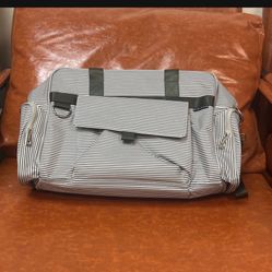 O'beanie Nautical Gray & Cream Diaper Bag with Changing Pad