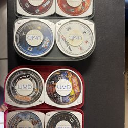 PSP Game Discs 8 In Total ! With Two Plastic Cases 