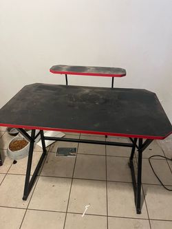 gaming desk black and red