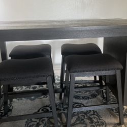 Dark Gray Brown Dining Table And Chairs 