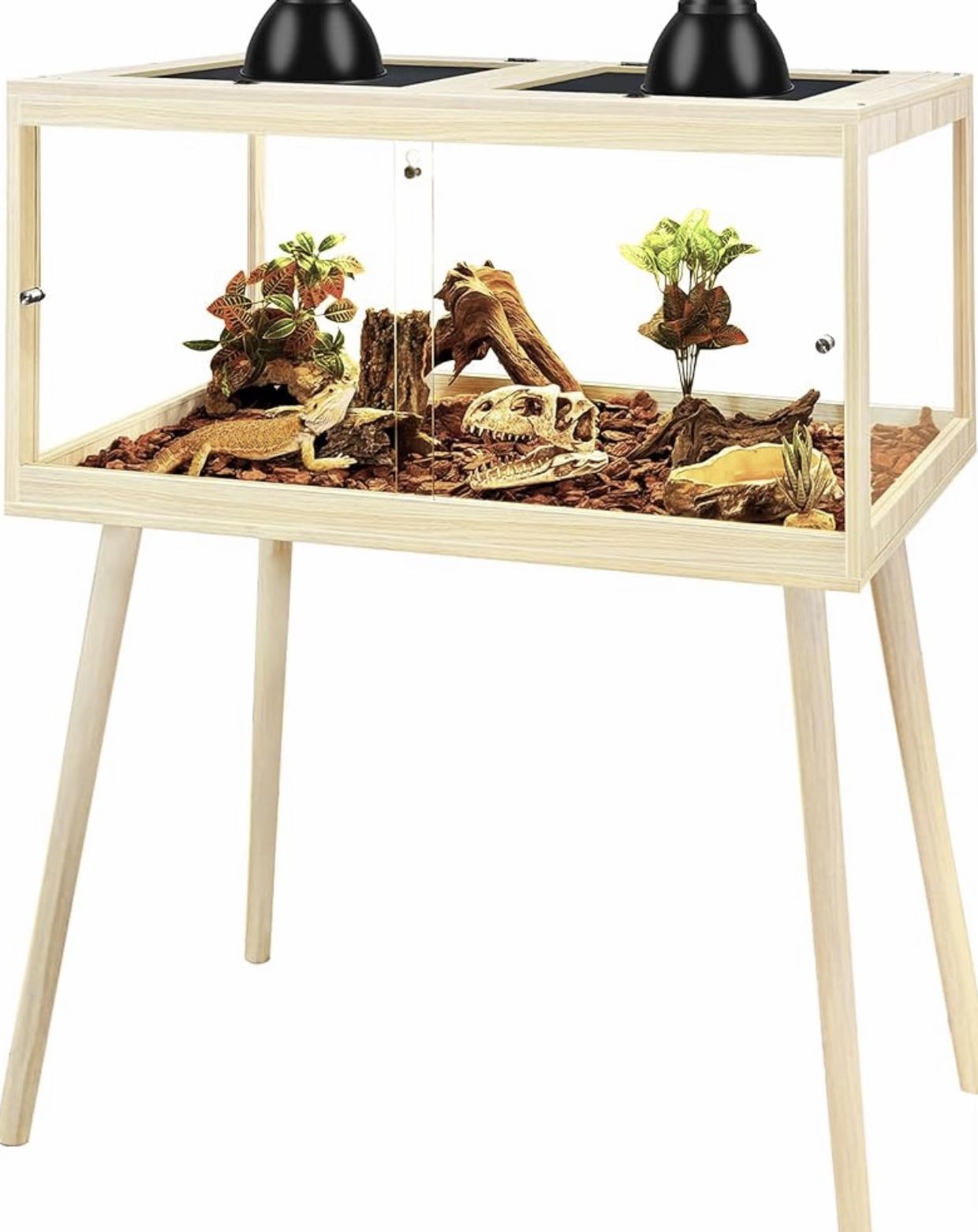 Complete Reptile Setup – Enclosure + Heat Lamp & Thermostat (Brand New) 