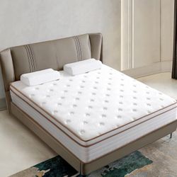 Queen Size Mattress,10 Inch Grey Memory Foam Hybrid Queen Mattresses in a Box,Individual Pocket Spring Breathable Comfortable for Sleep Supportive and