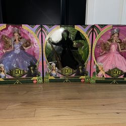 3 Wicked Deluxe Glinda Elphaba Mattel Dolls