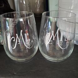 Mr & Mrs Stemless Glasses