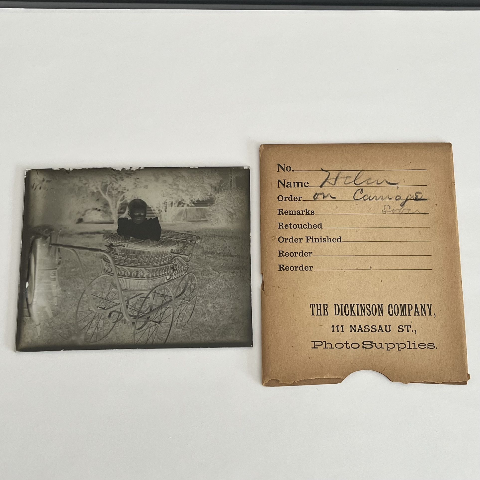 Antique Glass Plate Negative Baby In Carriage Stroller Early 1900s 5 X 4 Inch