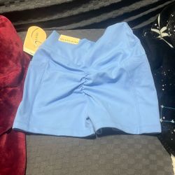 Blue Scrunch Bike Short Blogilates 