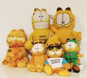 Vintage Lot Of Six Garfield Plushies