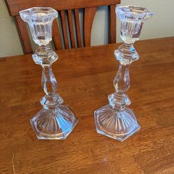 Vintage Cut Glass Candlestick Holders – Set of 2