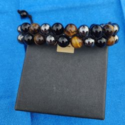 Obsidian, Hematite, Tigers Eye Crystal Adjustable Bracelet
