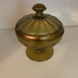 Vintage Glass Candy Dish With Cover