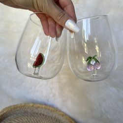 Anthropology Fruit Wine Glasses