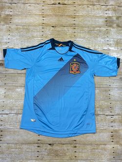 Adidas Spain Away Jersey Shirt Size Medium Light Blue De Europa 2008 - READ