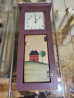Vintage Country Style Hanging Grandfather's Clock Small Hand Painted Wall Clock