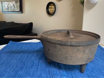 1800's Martin Cast Iron Spider Skillet #10 3 Leg with Lid
