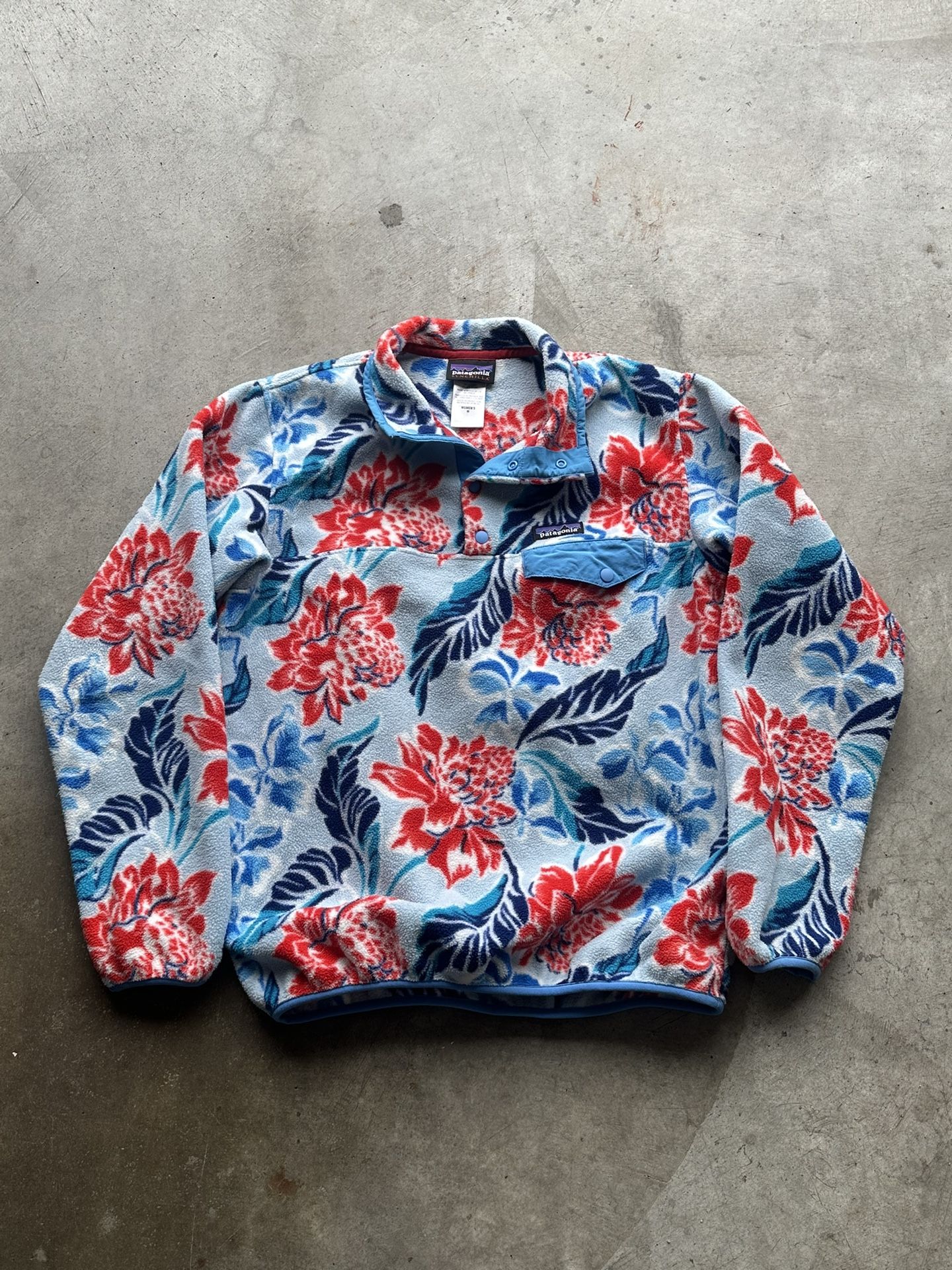 Vintage 2000s Floral Hawaii Patterned Patagonia Synchilla Fleece Button Up Jacket