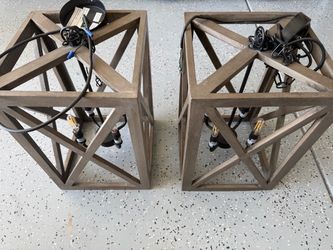 Wood Geometric Pendant Light Fixtures – Set of 2
