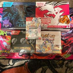 Phantasmal Flames, Prismatic Evolutions, Mega Evolutions, Surging Spark, White Flare, Trade For Charizard x Ex