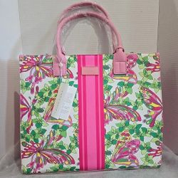 Trina Turk Floral Butterfly Tote Beach Vacation Bag Crossbody Strap. BNWT!🔥