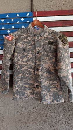 Kids Size 16 Military BDU Jacket with Patches