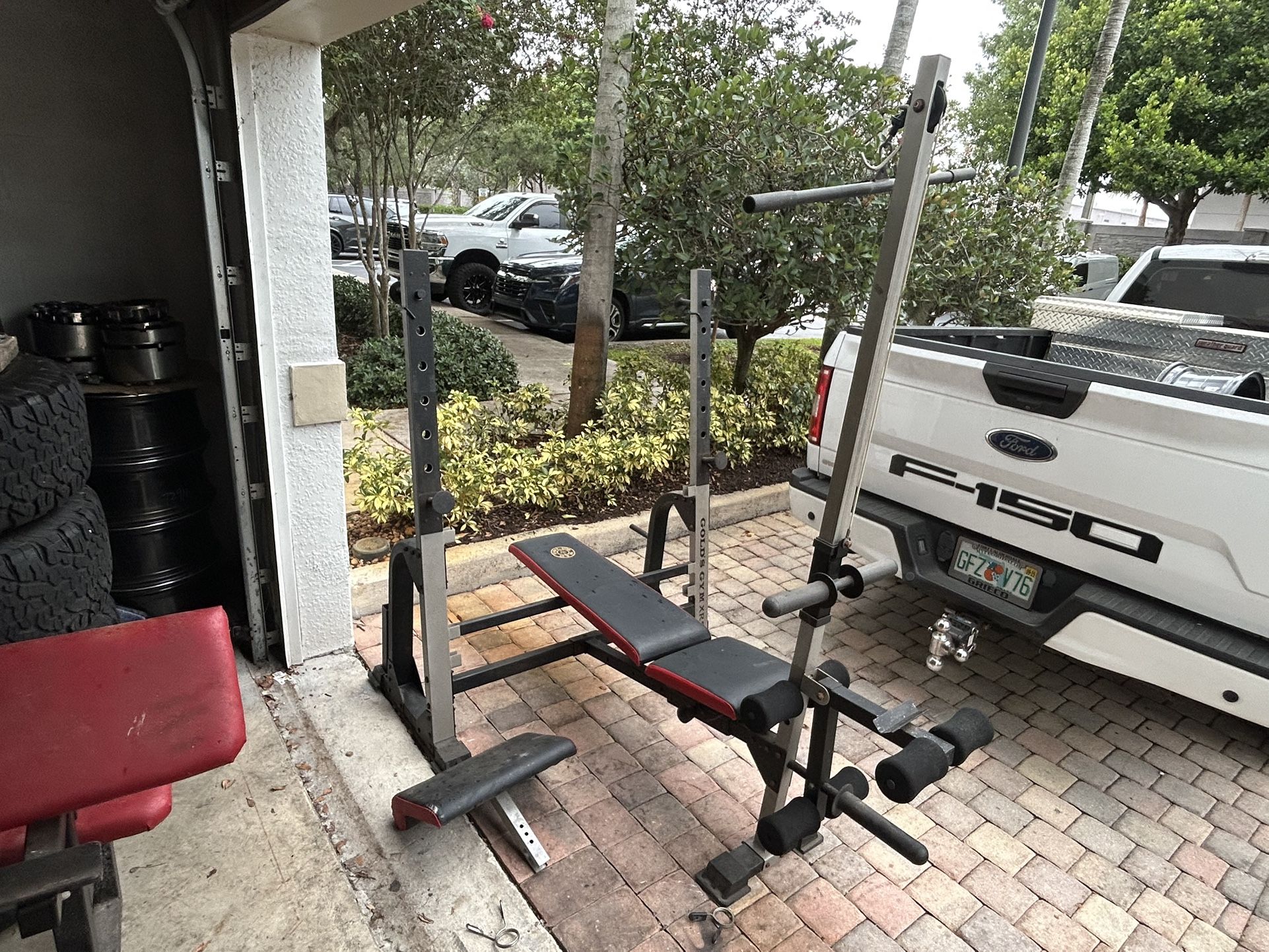 Home Gym Bench Lat Pulldown Preacher Pad Exercise Complete Set