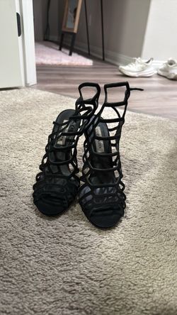 Steve Madden Black Caged Heeled Sandals