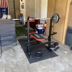 Weight Bench Plus Weights And Bar