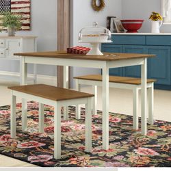 Dwyer 4 - Person Solid Wood Top Four Leg Dining Set By August Grove®