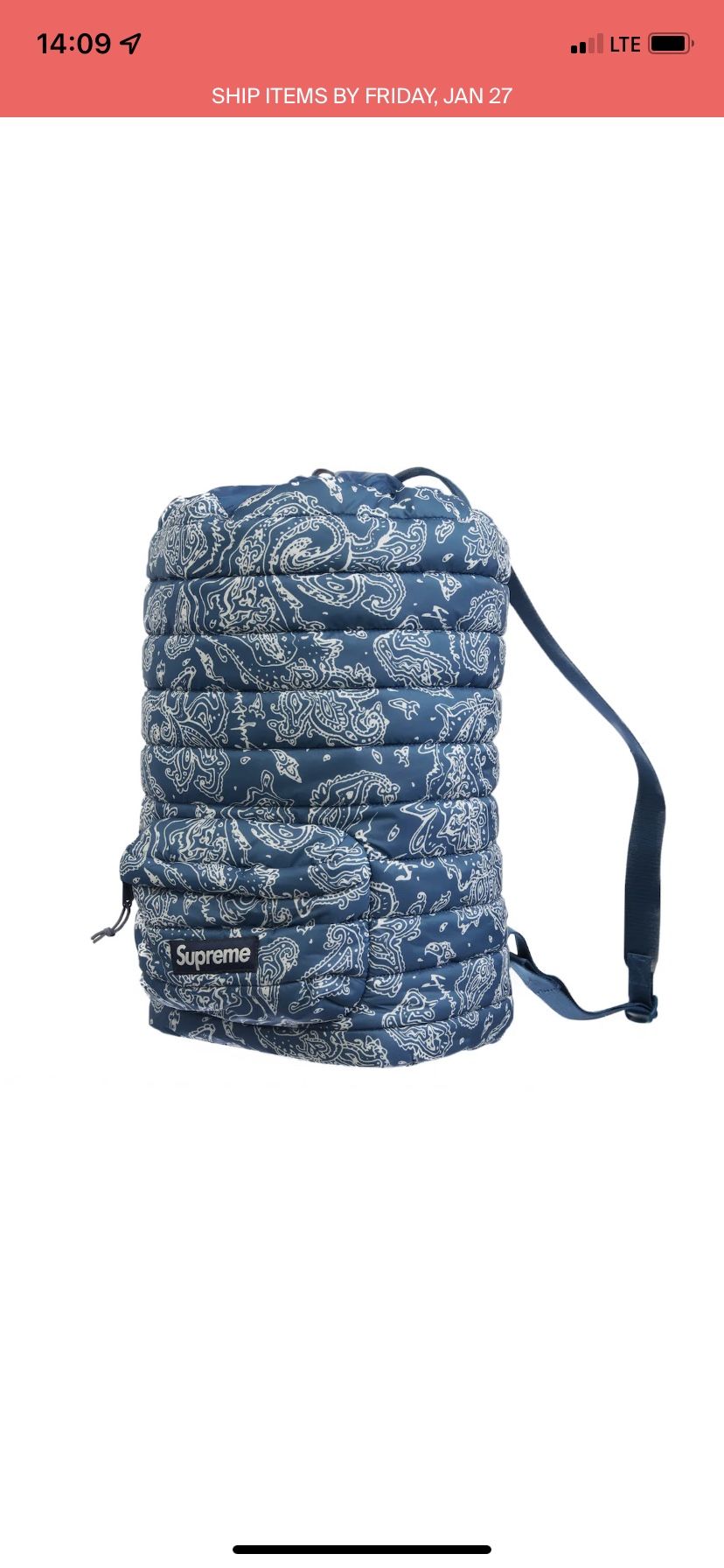 Supreme Puffer  Backpack Blue 